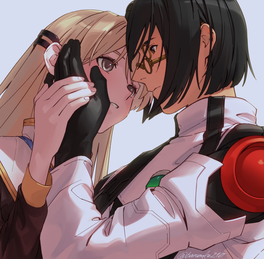 1boy, 1girl, aged_down, asagi_(banzoku210), black_gloves, black_hair, blonde_hair, citan_uzuki