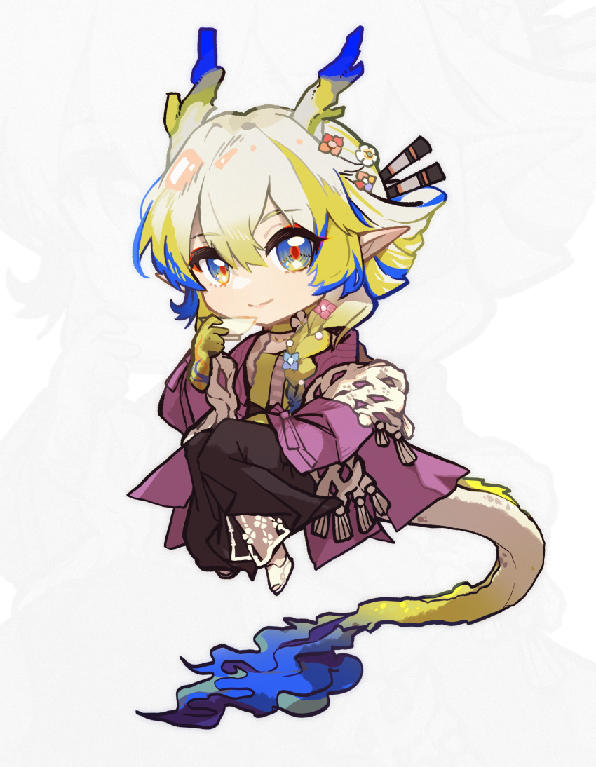 1girl, absurdres, arknights, black_pants, blonde_hair, blue_eyes, blue_hair, braid