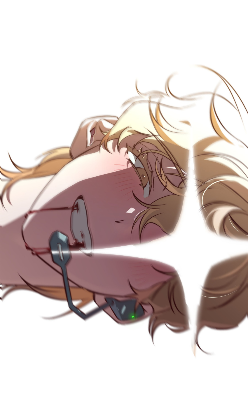 1boy, absurdres, alien_stage, blonde_hair, blood, blood_from_mouth, blush, close-up
