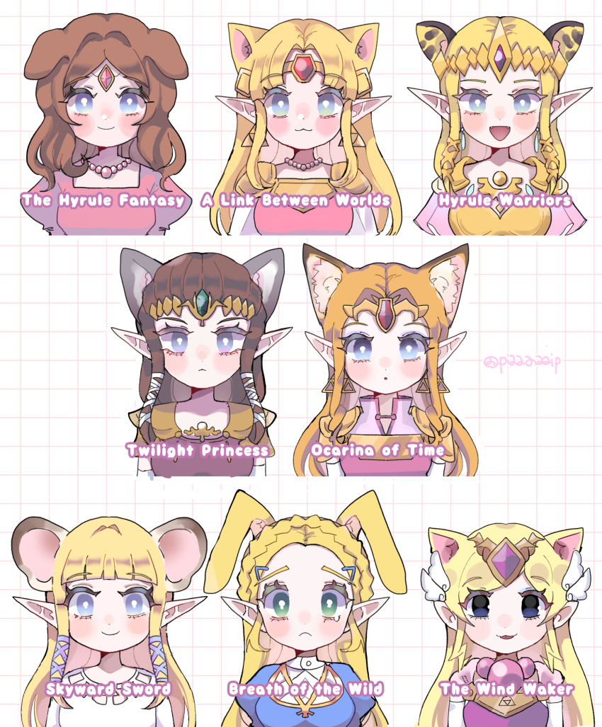 6+girls, :3, animal_ear_fluff, animal_ears, armor, bead_necklace, beads, blonde_hair