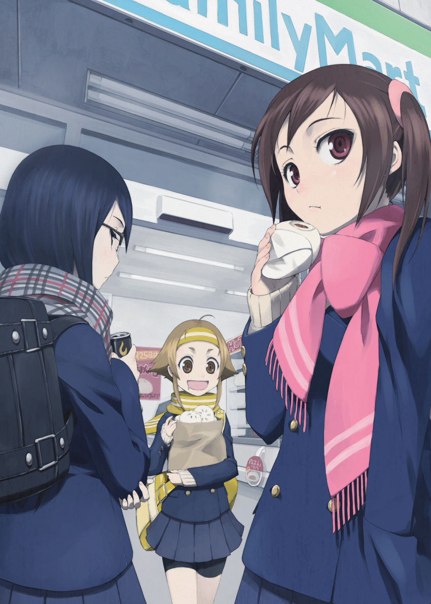 :t, ahoge, black_hair, brown_eyes, brown_hair, drooling, food, highres