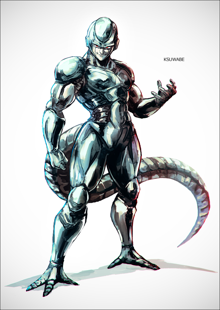 1boy, android, arm_up, closed_mouth, commentary_request, cooler_(dragon_ball), dragon_ball, dragon_ball_z