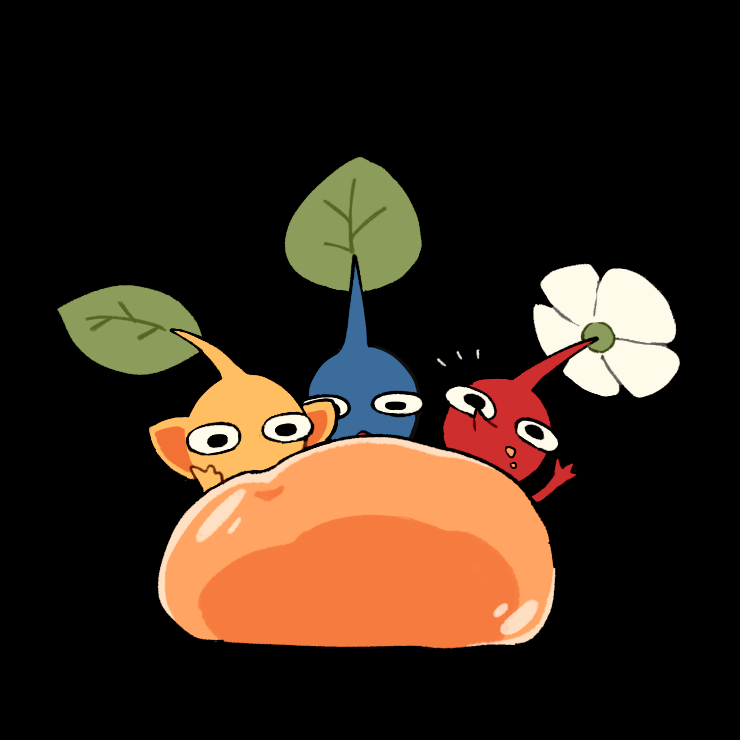 arm_up, black_background, black_eyes, blue_pikmin, blue_skin, colored_skin, creature_focus, crumbs