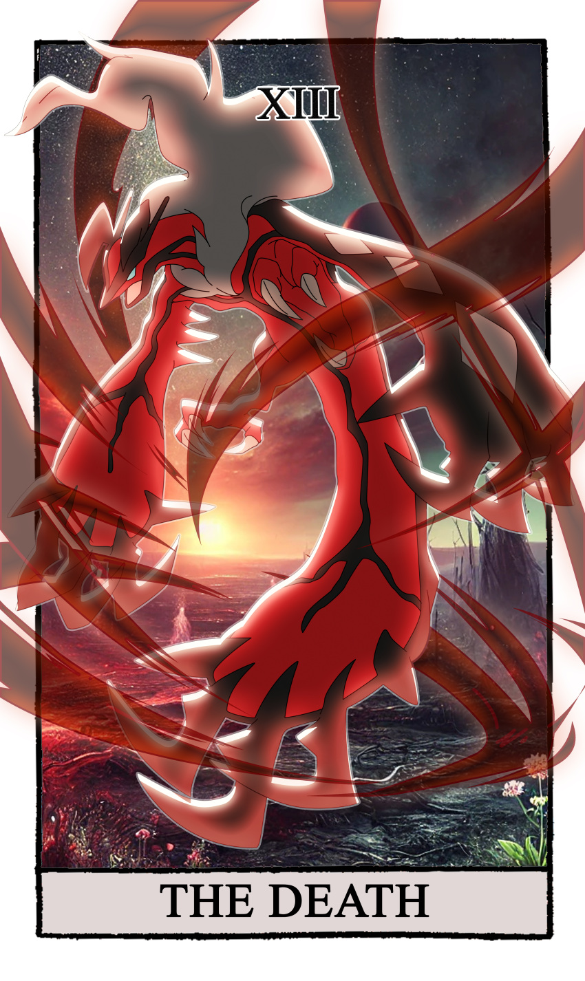 absurdres, blue_eyes, border, carrotzmoonman, claws, commentary, death_(tarot), english_commentary