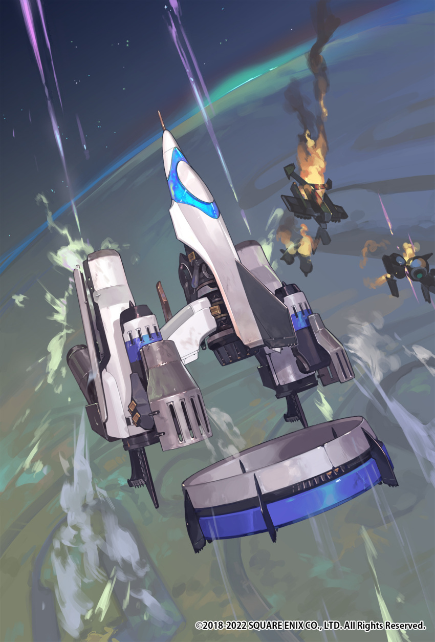 commentary_request, copyright_notice, highres, mecha, mecha_focus, no_humans, planet, robot