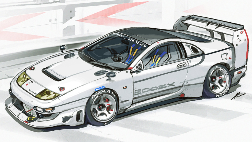afukuro, car, highres, license_plate, motor_vehicle, nissan, nissan_300zx, nissan_300zx_(z32)