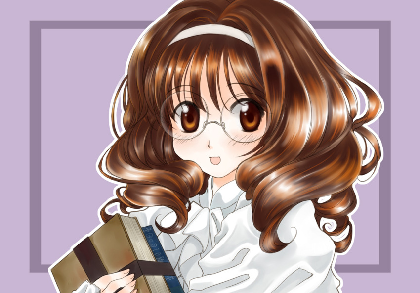 brown_eyes, brown_hair, cecile_lafitte, ema_(earth-b), glasses, gosick, hairband, smile