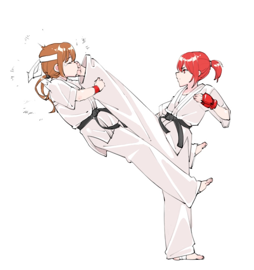 barefoot, defeat, dougi, high_kick, karate, kicking, licking, licking_foot