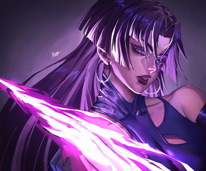 1girl, absurdres, bare_shoulders, earrings, energy_blade, glowing, gradient_background, highres