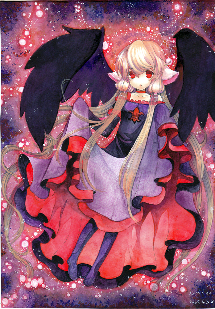 blonde_hair, chobits, dress, freya, freya_(chobits), long_hair, mosho, pantyhose