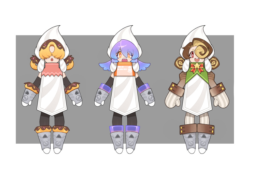 3girls, armor, army, bad_link, bushuel, bushuel_(chocolate), doumaru, goz-zz