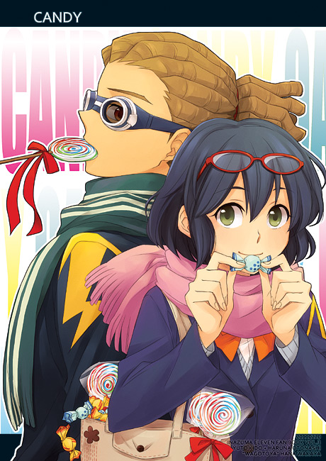 bag, brother_and_sister, brown_hair, candy, dreadlocks, glasses, goggles, hairlocs