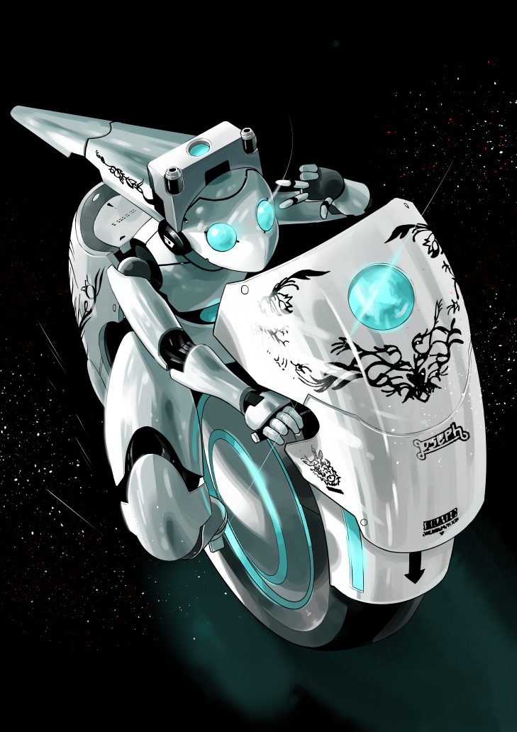 1girl, blue_eyes, colored_skin, drossel_von_flugel, fireball_(series), glowing, glowing_eyes, humanoid_robot