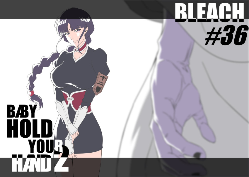 1boy, 1girl, 7l6cup9yzr1xu7d, badge, black_hair, black_nails, bleach, bleach:_sennen_kessen-hen