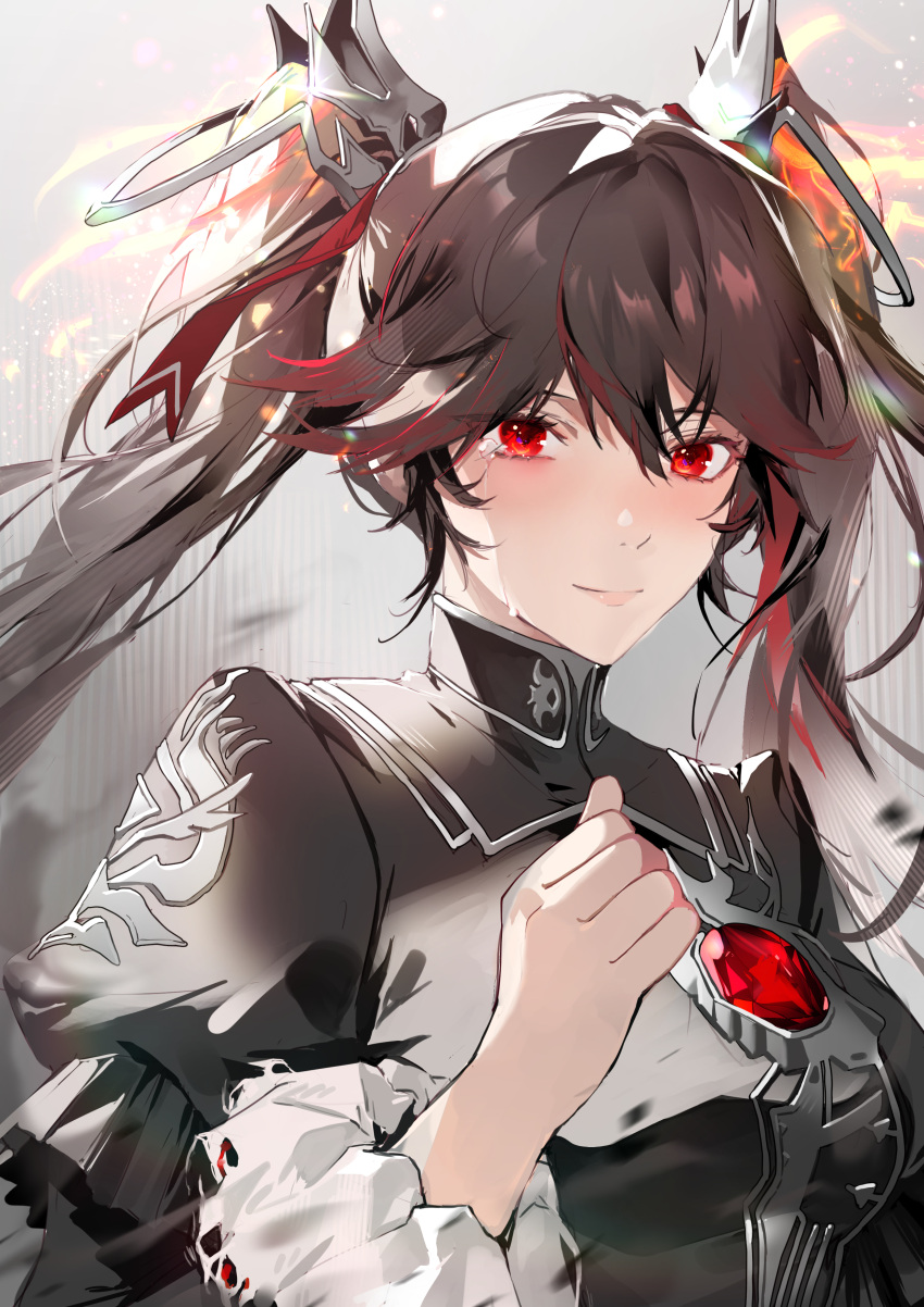 1girl, absurdres, black_jacket, brown_hair, cino_(cappuccino), closed_mouth, commentary, english_text