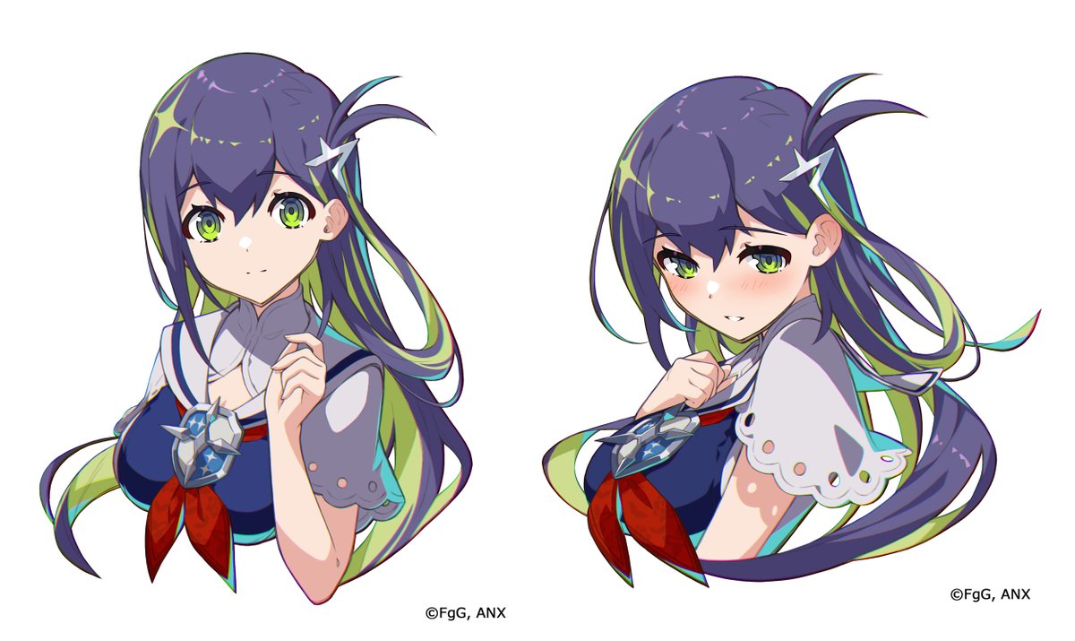 1girl, aster_tatariqus, blush, camelot_academy_of_chivalry_school_uniform, closed_mouth, colored_inner_hair, commentary_request, copyright_notice