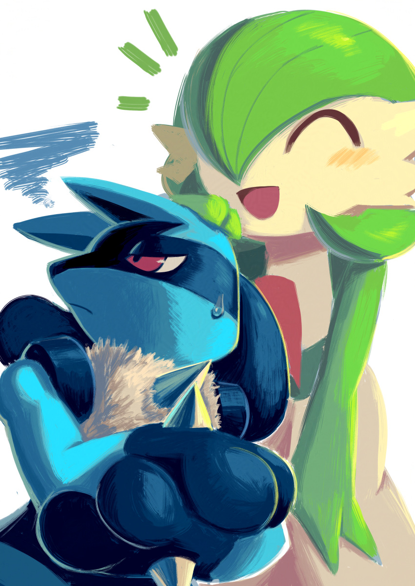 2girls, ^_^, absurdres, animal_ears, animal_hands, annoyed, averting_eyes, black_fur