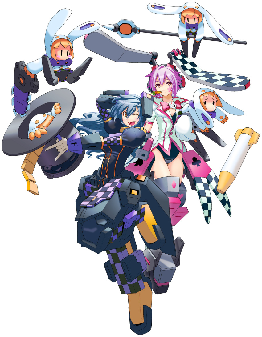 blue_hair, bunny_ears, character_request, cosmic_break, highres, lennylop, mecha_musume, morizo_cs