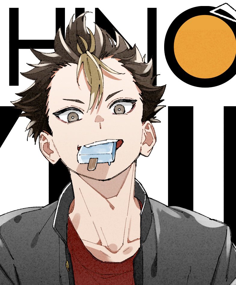 1boy, blonde_hair, brown_eyes, brown_hair, collarbone, collared_jacket, commentary_request, crew_neck