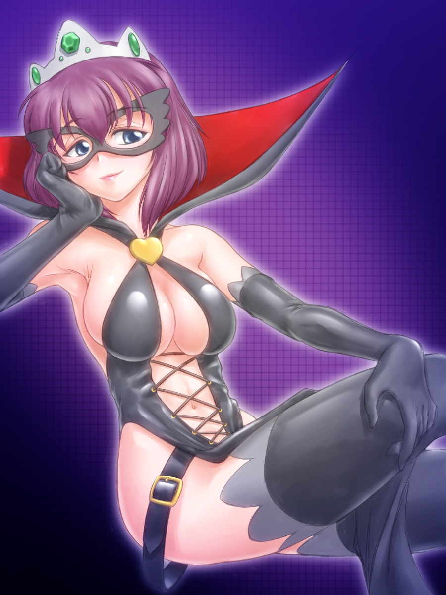 ^jj^, arsene, arsene_(cosplay), blue_eyes, breasts, chin_rest, cleavage, cosplay