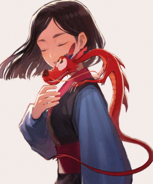 1boy, 1girl, black_hair, chinese_clothes, disney, dragon, dress, eastern_dragon