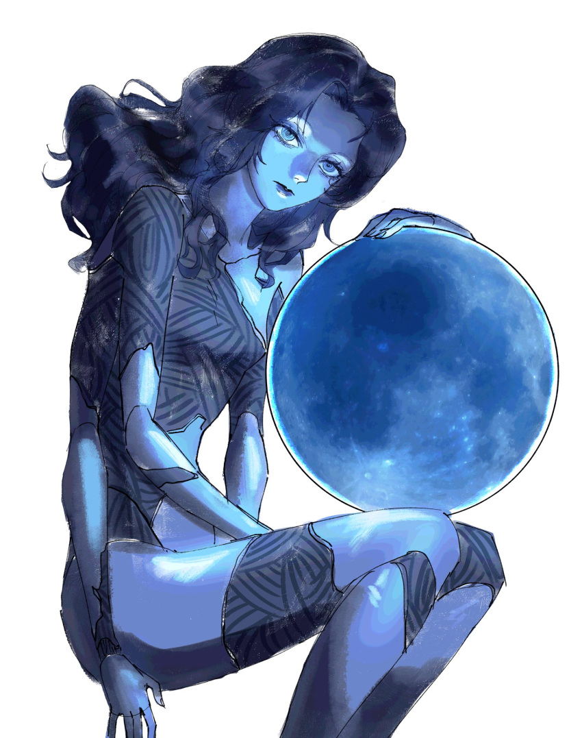1girl, blue_eyes, blue_hair, blue_skin, colored_skin, cracked_skin, doll_joints, elden_ring