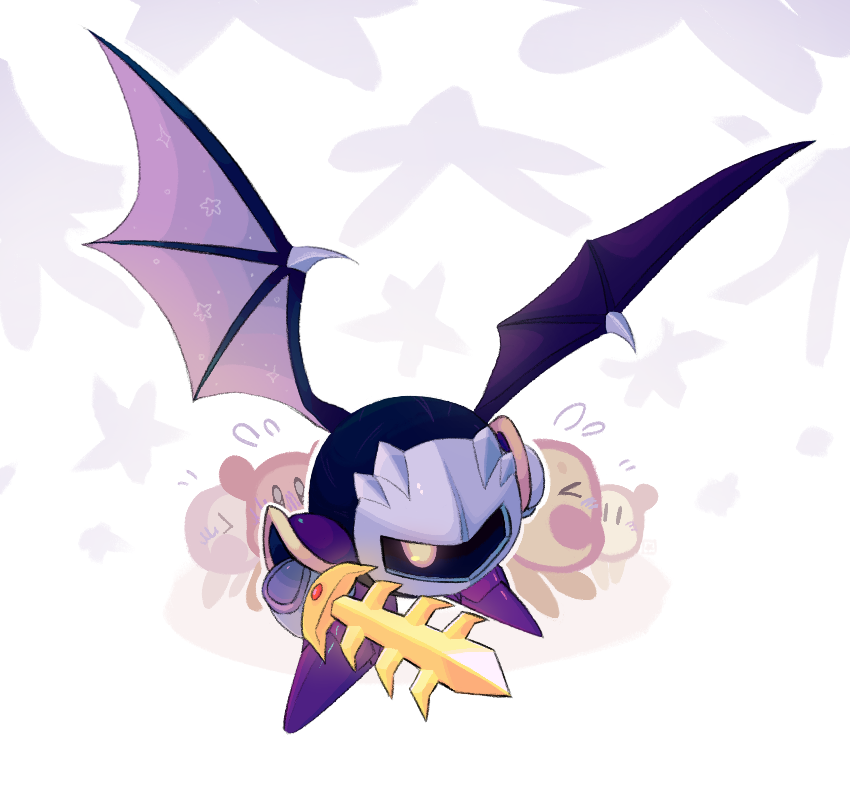 >_<, armor, bat_wings, flying_sweatdrops, galaxia_(sword), holding, holding_sword, holding_weapon