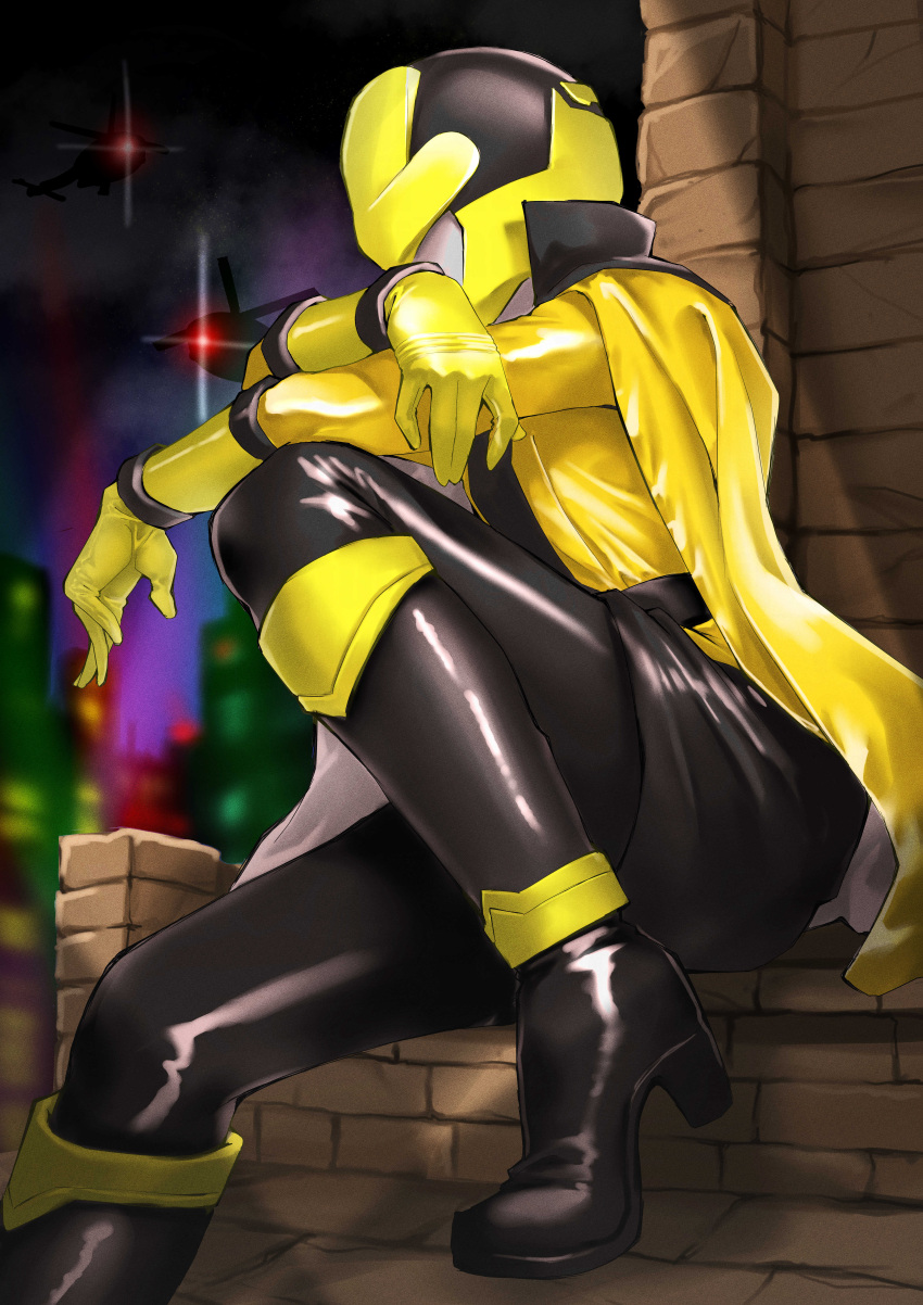 1girl, absurdres, aircraft, armor, atu_(fuji_atu66), black_bodysuit, black_high_heels, black_skirt