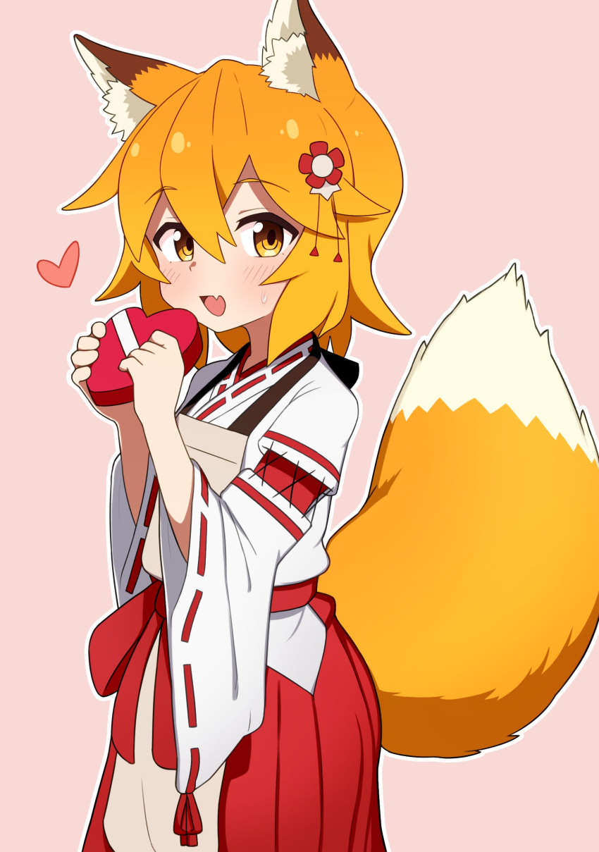 1girl, :d, absurdres, animal_ear_fluff, animal_ears, blonde_hair, commentary, fang