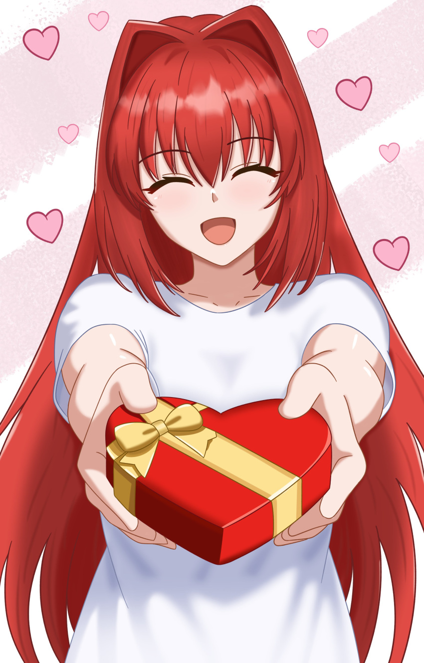 1girl, :d, ^_^, absurdres, aozaki_aoko, box, closed_eyes, commentary