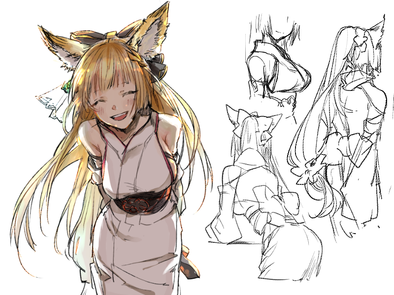 animal_ears, bad_id, bad_source, bad_twitter_id, bare_shoulders, black_ribbon, blonde_hair, closed_eyes