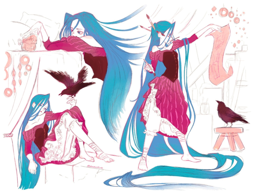 1girl, absurdly_long_hair, alice_(redrumalice), alternate_costume, alternate_universe, arcane:_league_of_legends, arcane_jinx, arm_up