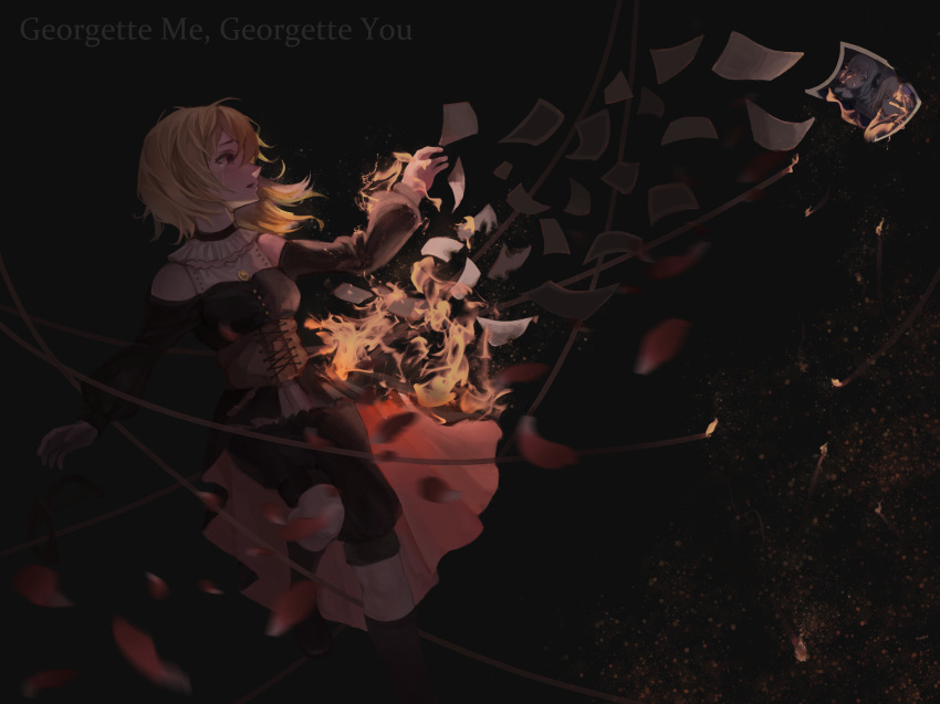 1girl, absurdres, bang_dream!, bang_dream!_it's_mygo!!!!!, black_dress, black_mask, black_socks, blonde_hair