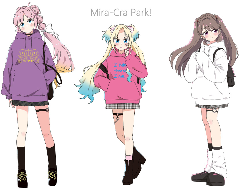 3girls, :3, :p, absurdres, ahoge, akanbe, alternate_costume, anyoji_hime