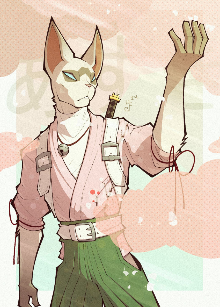 1boy, animal_ears, artist_logo, azuki_(fortnite), bell, cat_boy, cat_ears, character_name