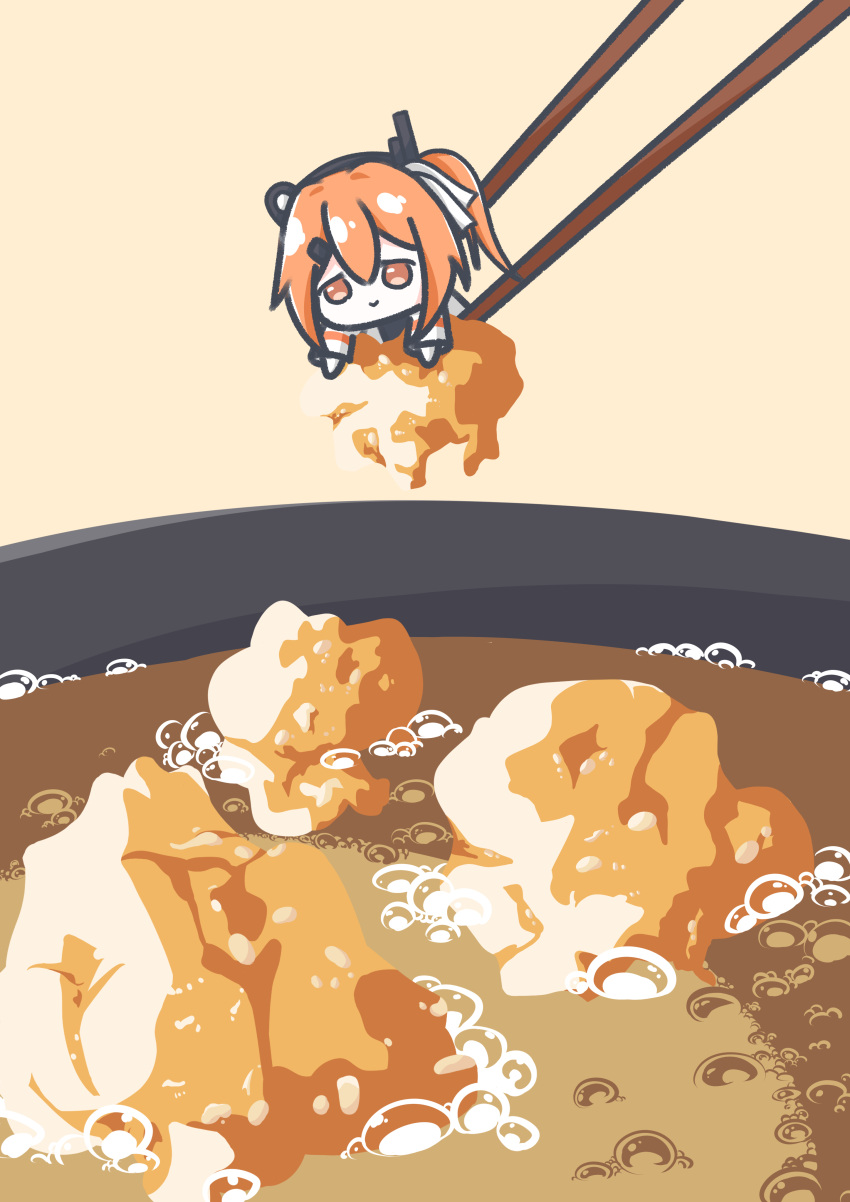 1girl, a.i._voice, absurdres, adachi_rei, chibi, chicken_(food), chopsticks, closed_mouth