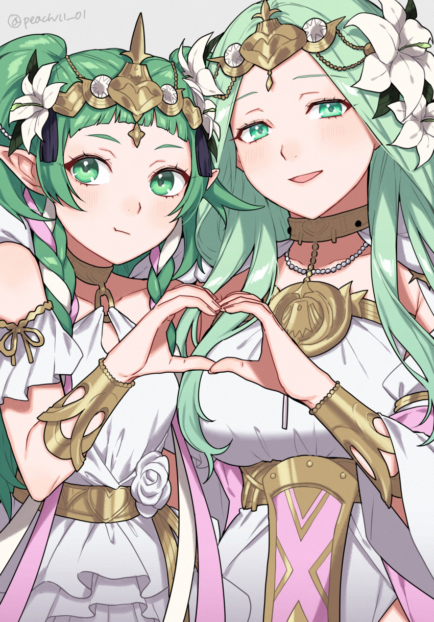 2girls, blush, breasts, dress, fire_emblem, fire_emblem:_three_houses, fire_emblem_heroes, flower