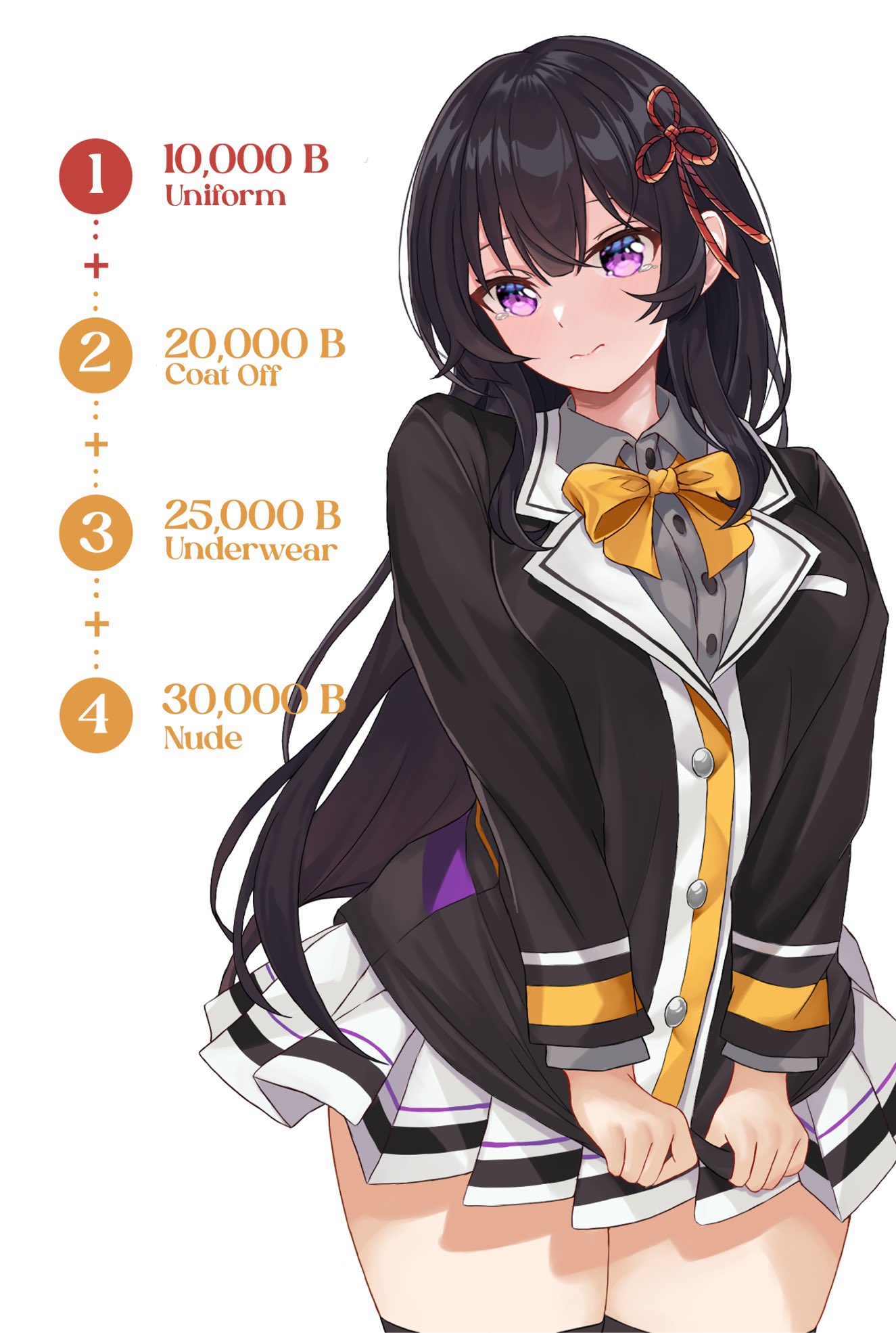 1girl, black_jacket, blush, bow, bowtie, breasts, closed_mouth, grey_shirt