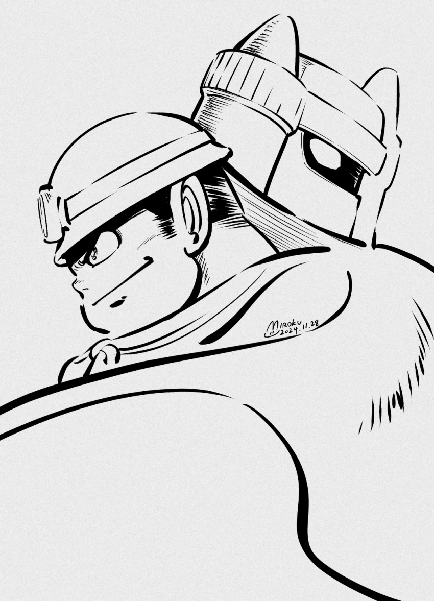 1boy, 2024, cape, dated, from_side, getter-3, getter_robo, getter_robo_(classic)