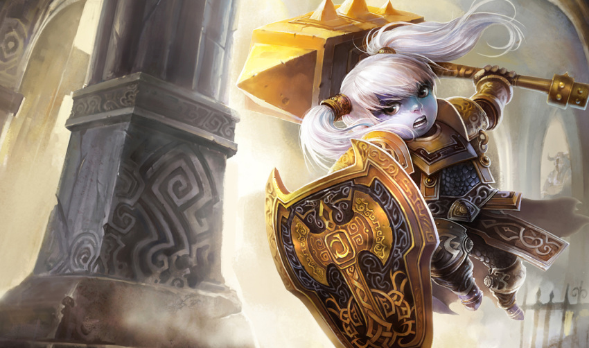 hammer, league_of_legends, official_art, poppy, poppy_(league_of_legends), shield
