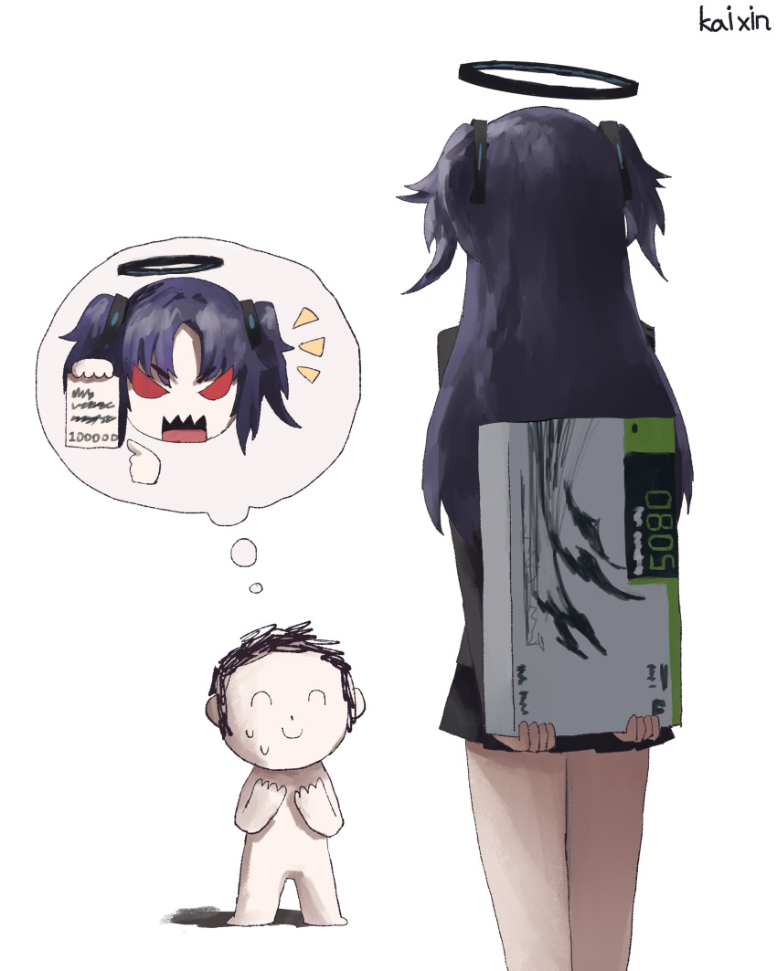 1girl, absurdres, blue_archive, box, doodle_sensei_(blue_archive), graphics_card, halo, highres