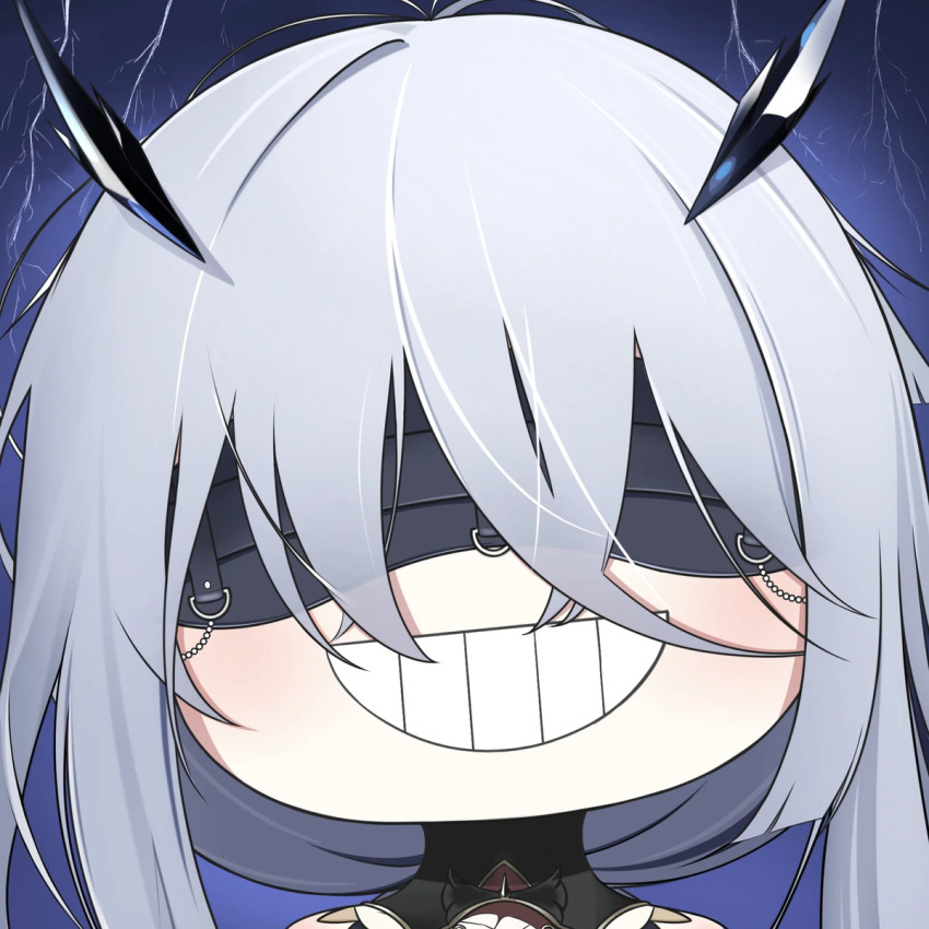 1girl, azur_lane, blindfold, fancy_(azur_lane), grin, long_hair, quancy