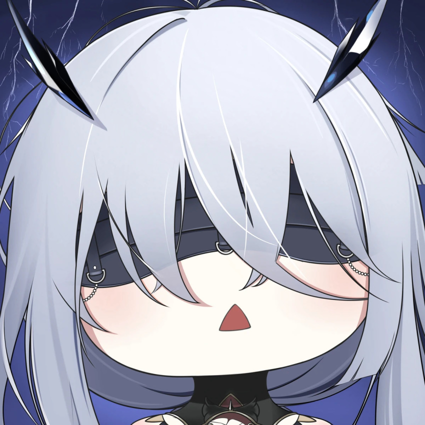 1girl, azur_lane, blindfold, fancy_(azur_lane), long_hair, open_mouth, quancy, triangle_mouth