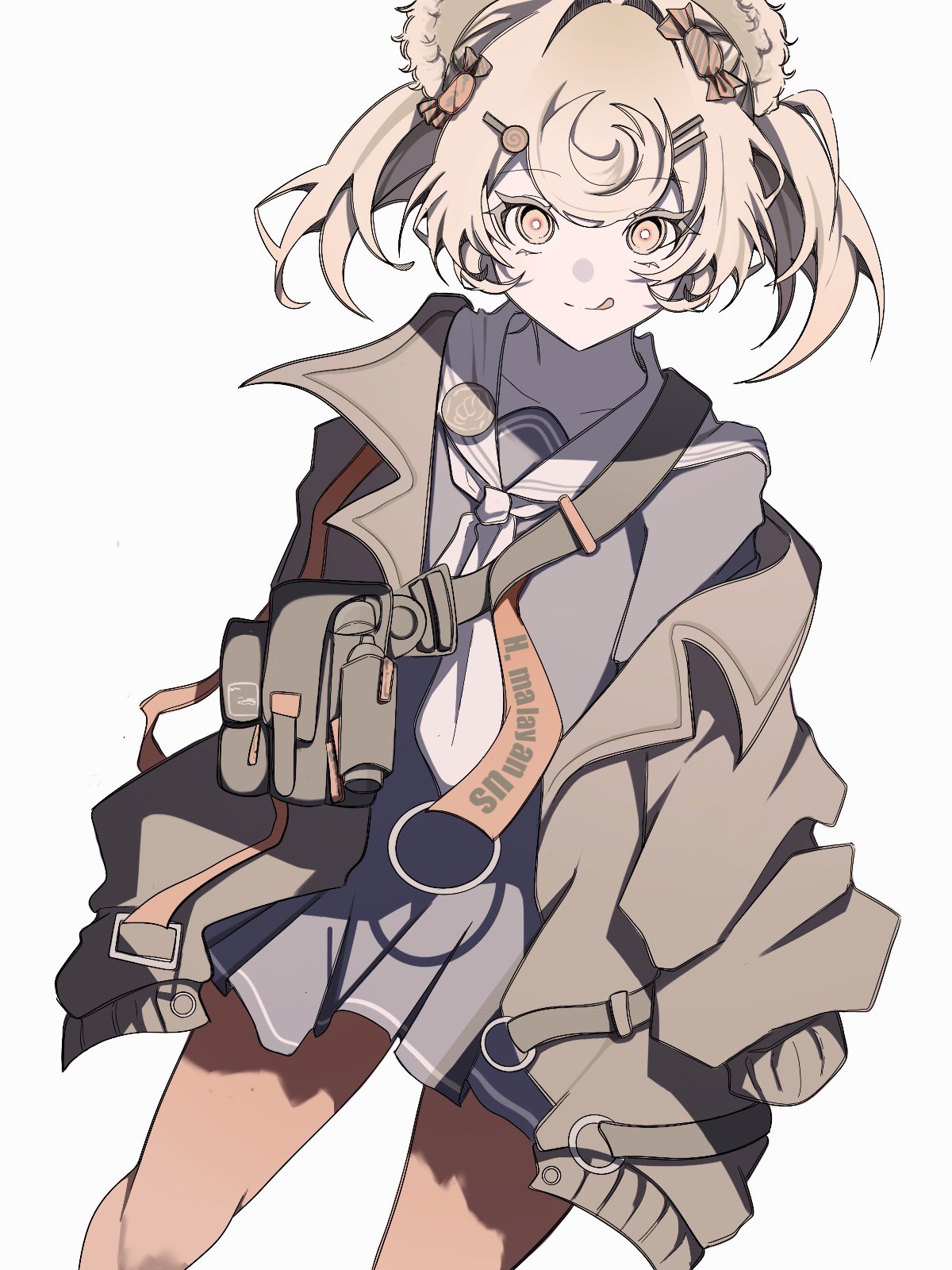 1girl, :q, arknights, black_jacket, blonde_hair, bright_pupils, closed_mouth, commentary