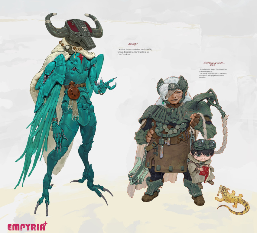 1boy, 1girl, absurdres, armor, bandage_over_one_eye, blue_eyes, brown_hair, chain
