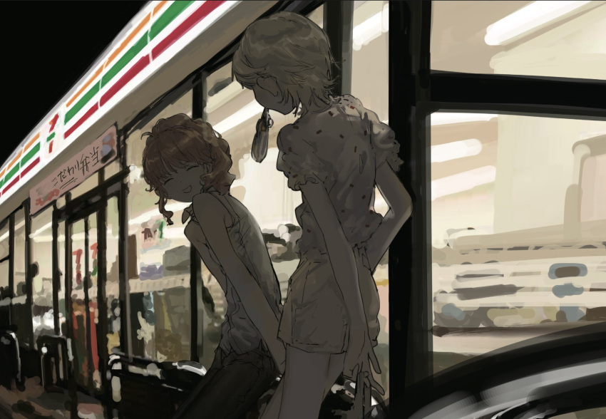 2girls, 7-eleven, aikatsu!, aikatsu!_(series), bad_id, bad_twitter_id, blonde_hair, brown_hair