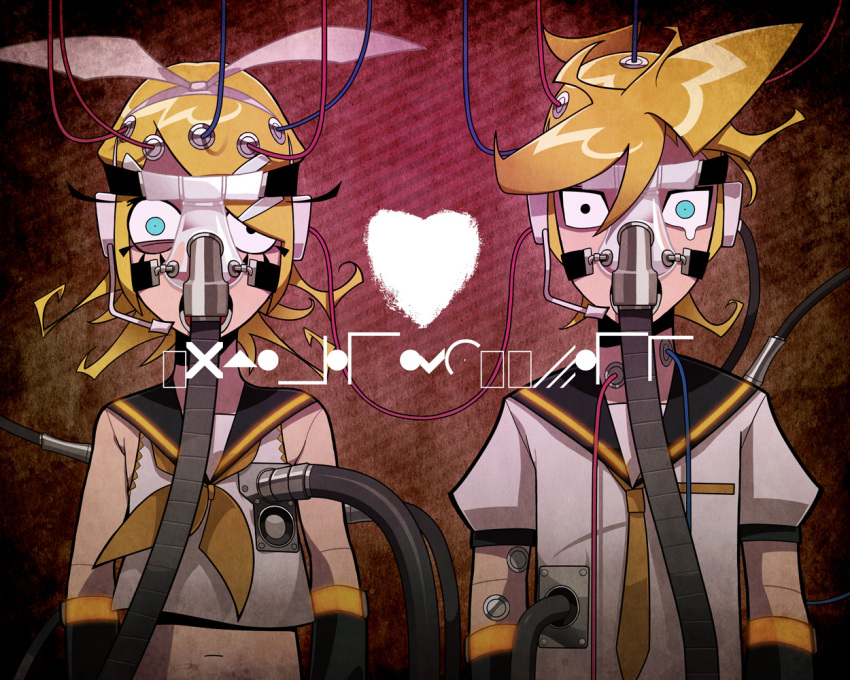 code, de, heart, kagamine_len, kagamine_rin, logo, siblings, tears