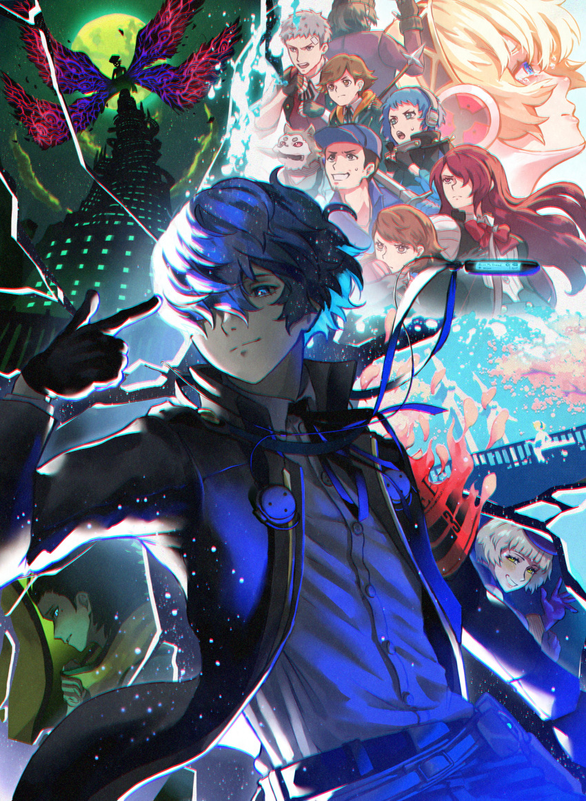 absurdres, aigis_(persona), andrich_galam, aragaki_shinjirou, baseball_cap, belt, black_gloves, black_jacket