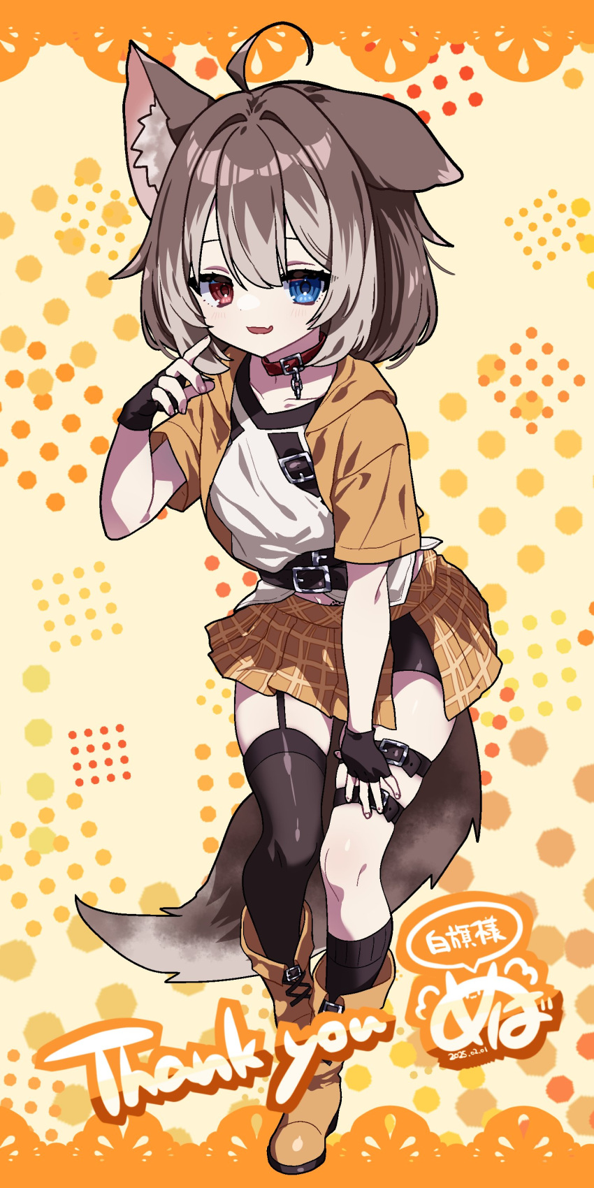 :d, absurdres, animal_ears, belt, bike_shorts_under_skirt, black_gloves, black_shorts, black_thighhighs