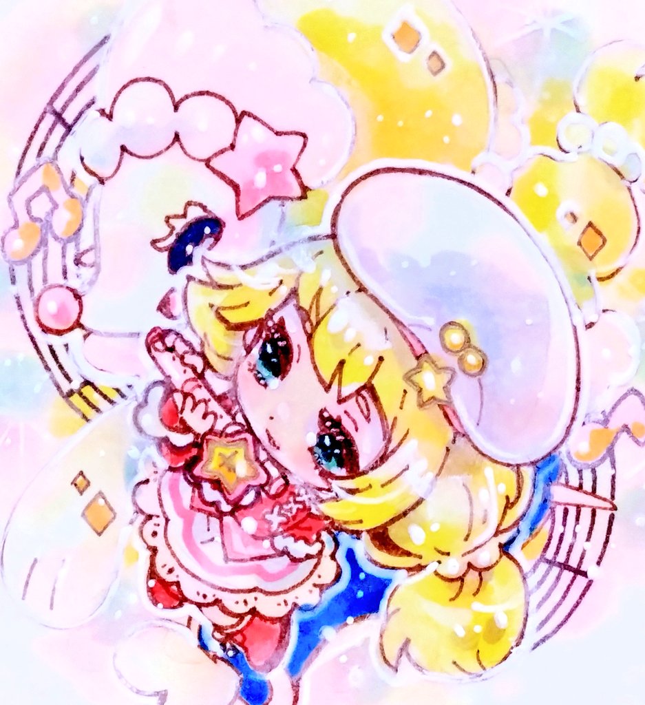 alternate_color, blonde_hair, chibi, flute, frilled_skirt, frills, holding, holding_flute